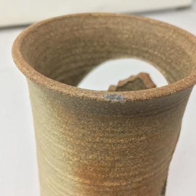 Lot 30  Signed Southwest Native style Clay Carved Candle Holder
