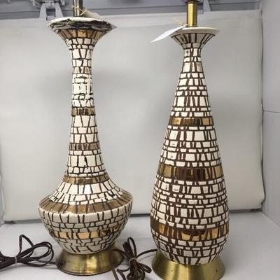 Lot 33   pair of ceramic mid century era lamps