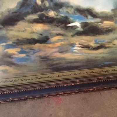 Lot 61  Northern Pacific Railway Antique Framed "Old Faithful" Painting