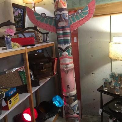 Lot 67  Vintage Authentic Painted Totem Pole