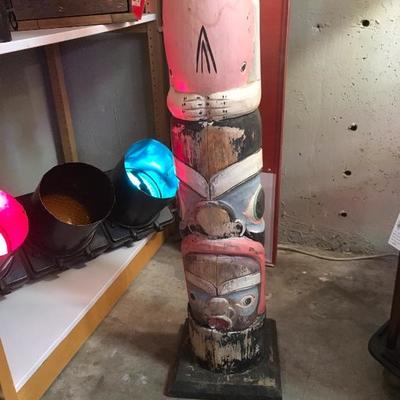 Lot 67  Vintage Authentic Painted Totem Pole