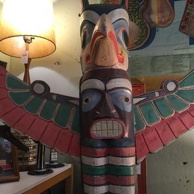 Lot 67  Vintage Authentic Painted Totem Pole