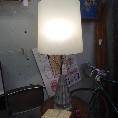 Lot 70  Mid Century mint green Lamp with period lamp shade