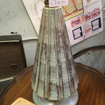 Lot 70  Mid Century mint green Lamp with period lamp shade