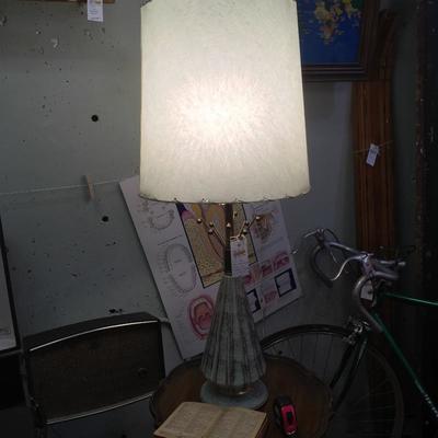 Lot 70  Mid Century mint green Lamp with period lamp shade