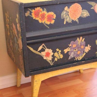 Lot 8 Decoupaged Mid Century Night Stand