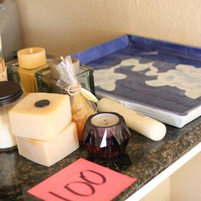 Lot 100 Candles & Ceramic Tray