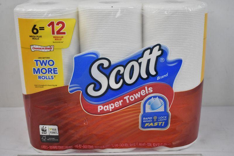 Scott Paper Towels, ChooseASheet, 6 Double Rolls (=12 Regular Rolls) New
