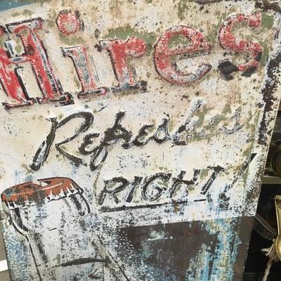 Lot 73  Antique metal Hires Rootbeer metal sign