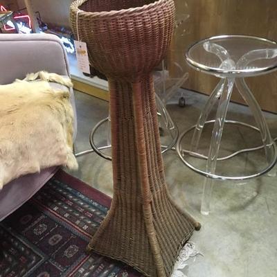 Lot 86  Mid Century 36" wicker plant stand
