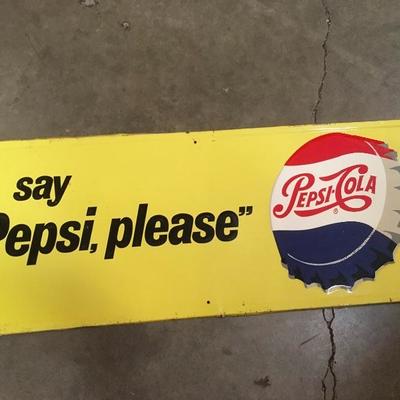 Lot 95  Vintage Metal Pepsi soda pop advertising sign