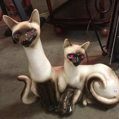 Lot 99  Very cool Mid-Century lighted Siamese Cat Lamp
