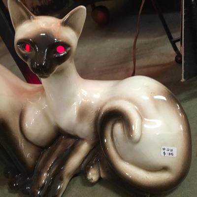 Lot 99  Very cool Mid-Century lighted Siamese Cat Lamp