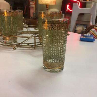 Lot 99  Mid Century Glass and caddie set