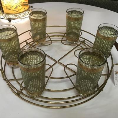 Lot 99  Mid Century Glass and caddie set