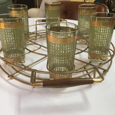 Lot 99  Mid Century Glass and caddie set