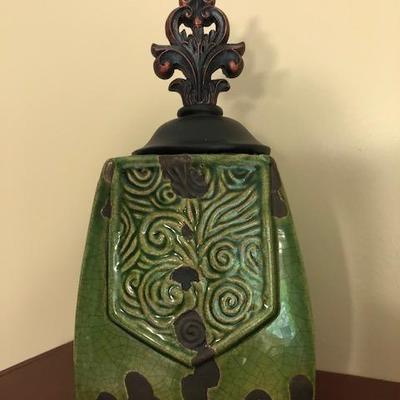 Green Ceramic Jar w/FDL Topper