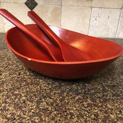 Bamboo Salad Bowl w/serving spoons
