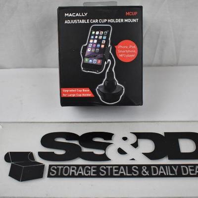Macally Car Cell Phone Cup Holder Mount, $25 Retail - New
