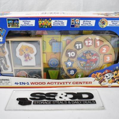 Paw Patrol 4 In 1 Wood Activity Center, $18 Retail - New