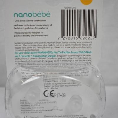 Nanobebe Baby Pacifier, 3m+ - White, 2 packages of 2 - New