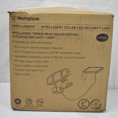 Westinghouse 2000 Lumen Triple Head Solar Security Light, $35 Retail - New