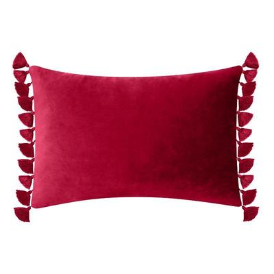 BH&G Feather Filled Tasseled Velvet Decorative Throw Pillow 14x20