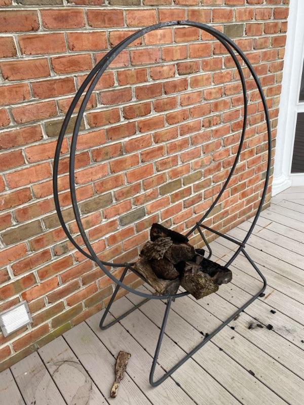 Lot 93 Large Round Iron Wood Holder