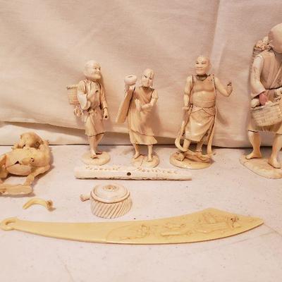 Collection of 19th Century Ivory Figures 4-6 1/2 