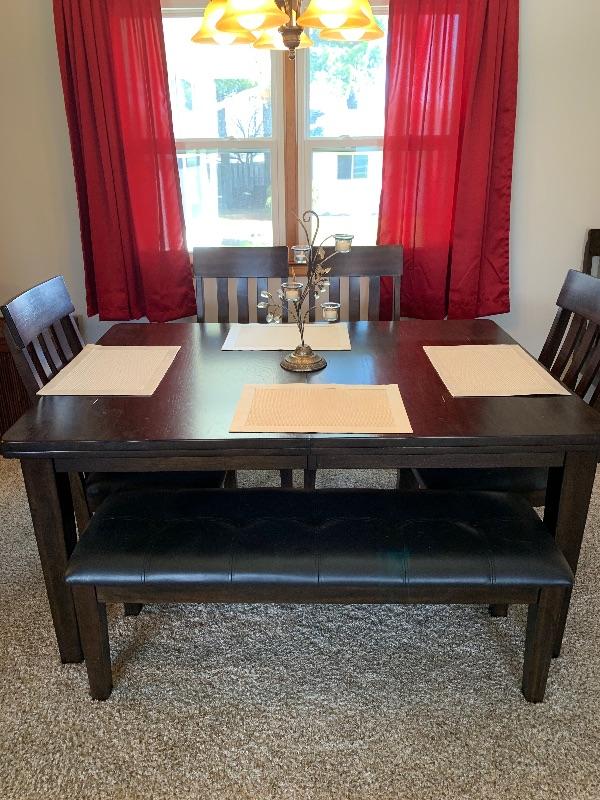 Black Dining table / chairs & bench