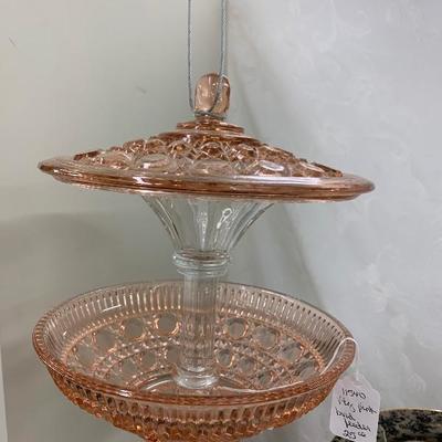 Vintage pink glass custom bird feeder 