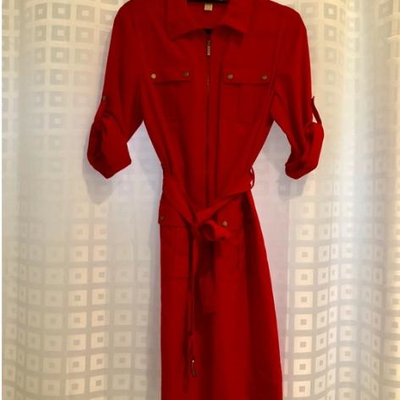 Michael Kors Red Polyester Silhouette Fit Dress
