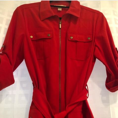 Michael Kors Red Polyester Silhouette Fit Dress