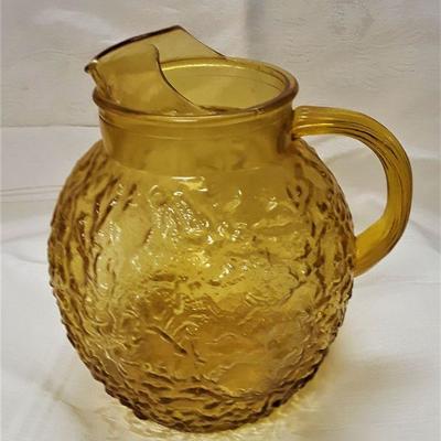 Vintage Amber Crackle Glass Pitcher