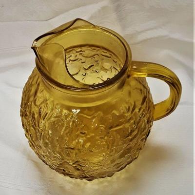 Vintage Amber Crackle Glass Pitcher