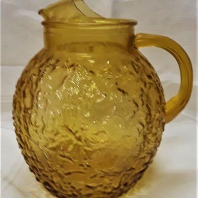 Vintage Amber Crackle Glass Pitcher