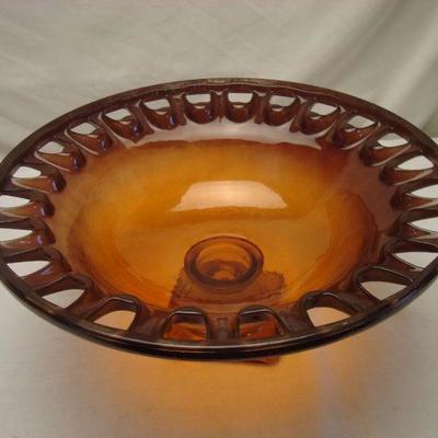 Amber Glass Fruit Bowl