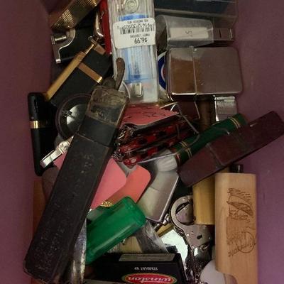 Large box of lighters and other