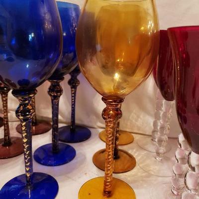 Glass Collection, 16 Total, Red/Blue/Gold/Purple