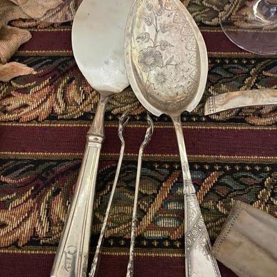 Silverplate serving utensils.  Sold as lot