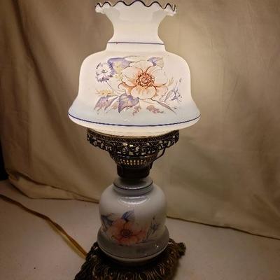 Hand Painted Hurricane Glass Lamp 