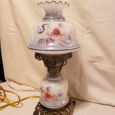Hand Painted Hurricane Glass Lamp 