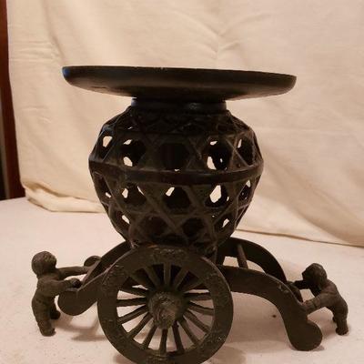 Cast Iron RIckshaw Candleholder, Made in Japan