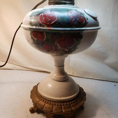 Vintage Hurricane Hand Painted Lamp