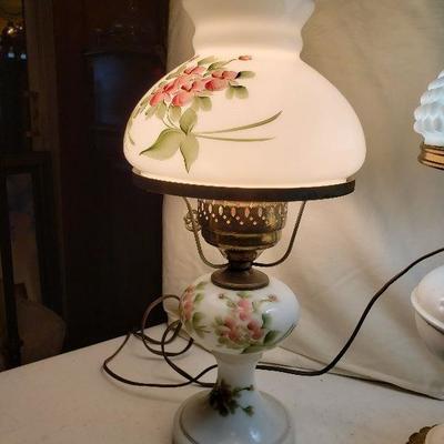 Vintage Hurricane Hand Painted Lamp