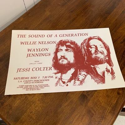 Willie Nelson & Waylon Jenning music poster 