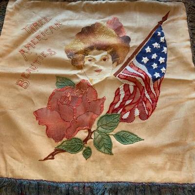 Three American Beauties Vintage Embroidery 