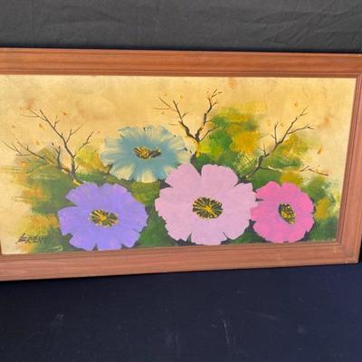 Flower Canvas Framed Painting - Lot 622