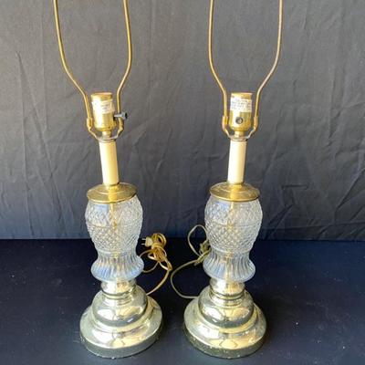 Glass Lamps, Set of 2-work, no shade-Lot 633