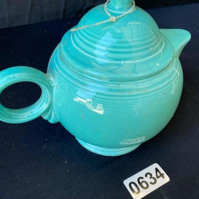 Teal Fiestaware Teapot Lamp-no shade, works-Lot 634